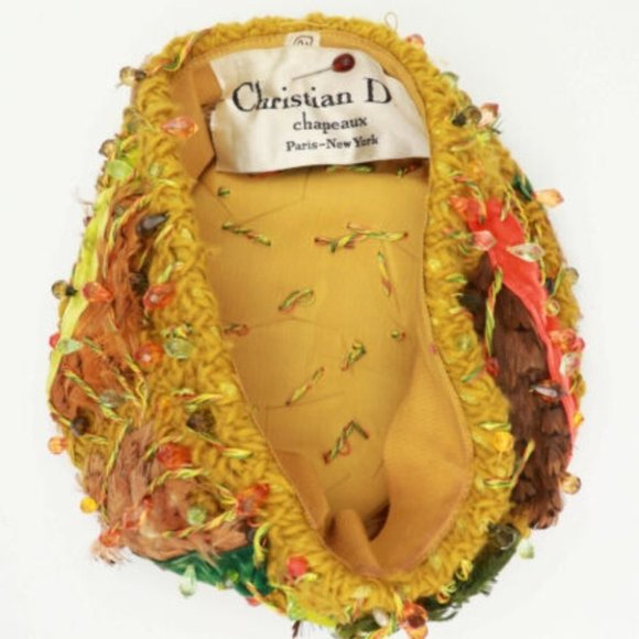 Vintage Christian Dior Feather Velvet Bead Turban - Picture 6 of 7